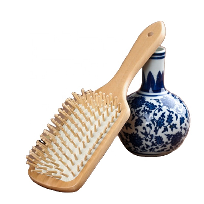 Wood Comb Professional Paddle Cushion Hair Loss Massage Brush Hairbrush Comb Scalp Hair Care Healthy bamboo wide tooth comb